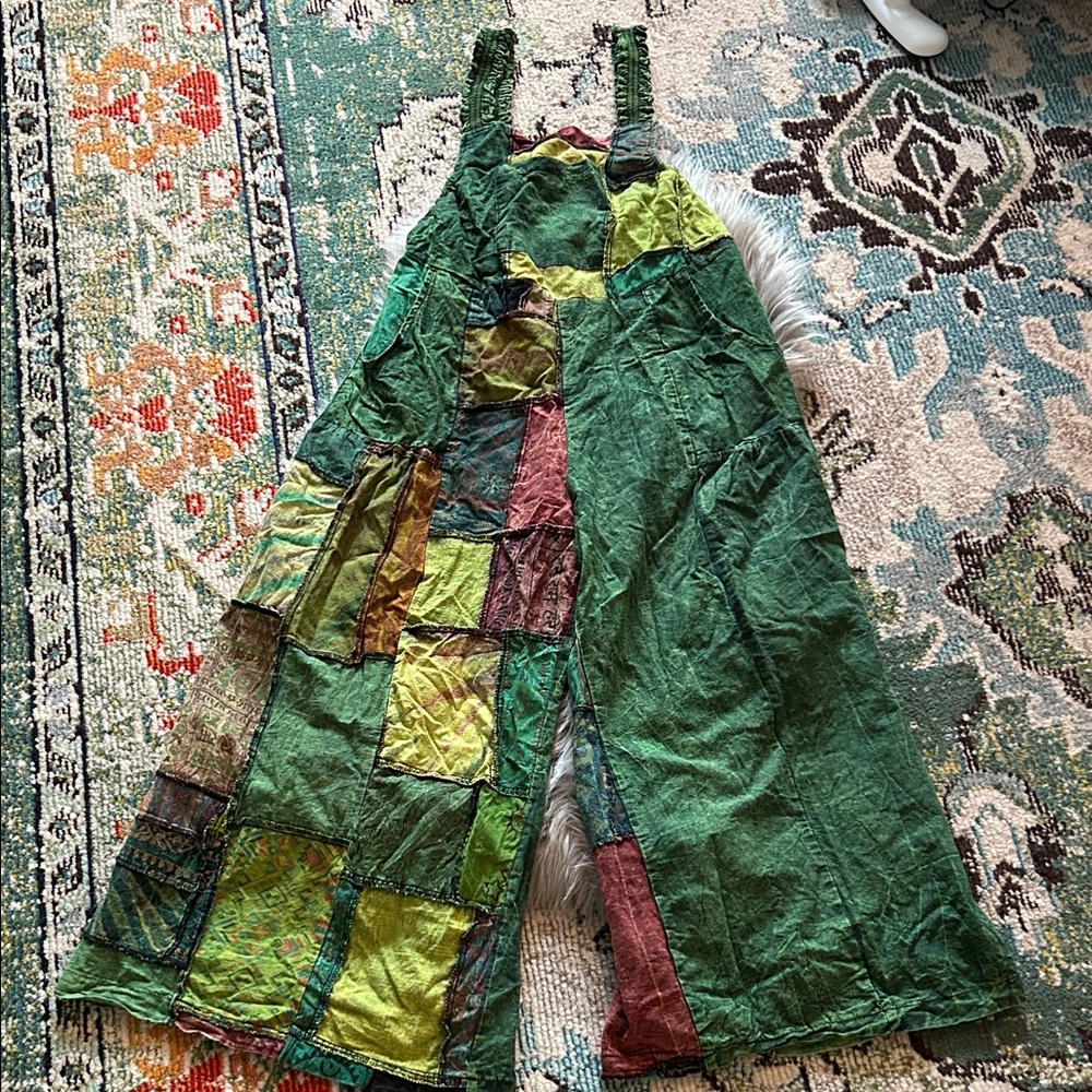 Patchwork Green Overalls - image 1